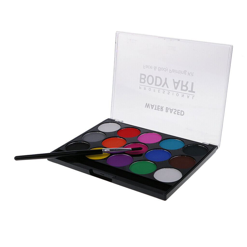 15 Colors Face Paint Palette Makeup Brushes Set For Kids Face Painting Kit, Face