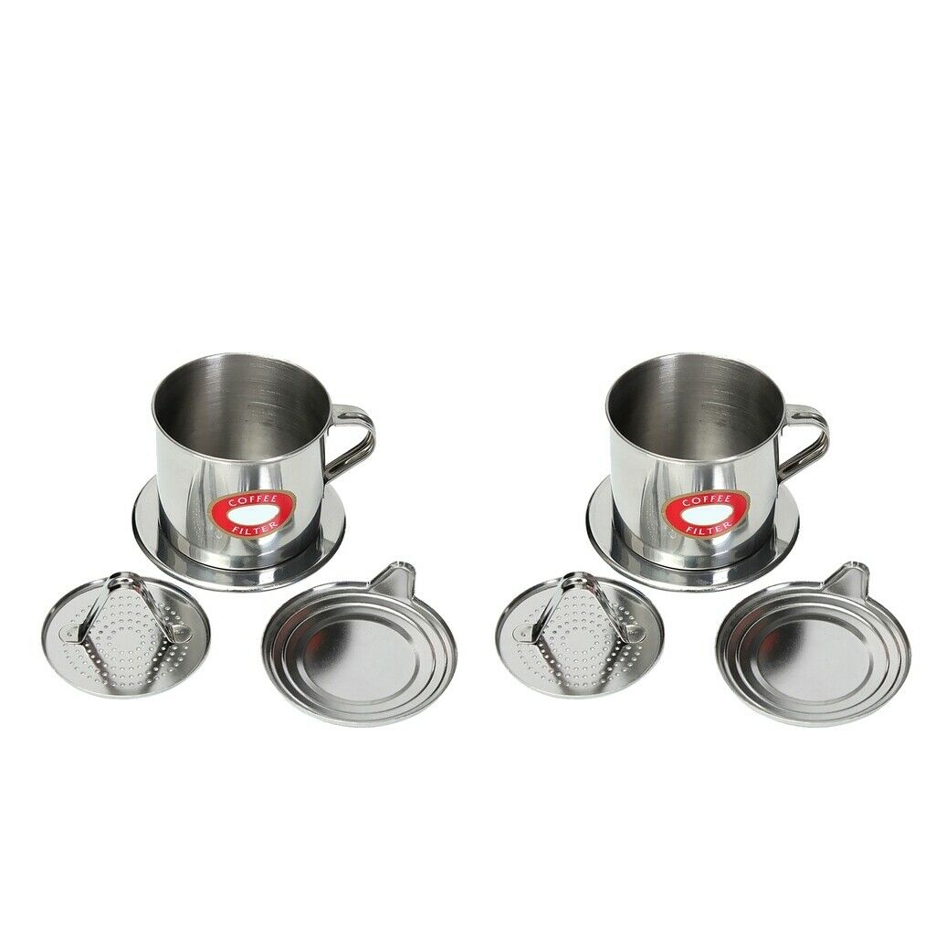 2 Pieces Vietnamese Coffee Filter Dripper Set Screw Down Insert 1.7oz 3.4oz