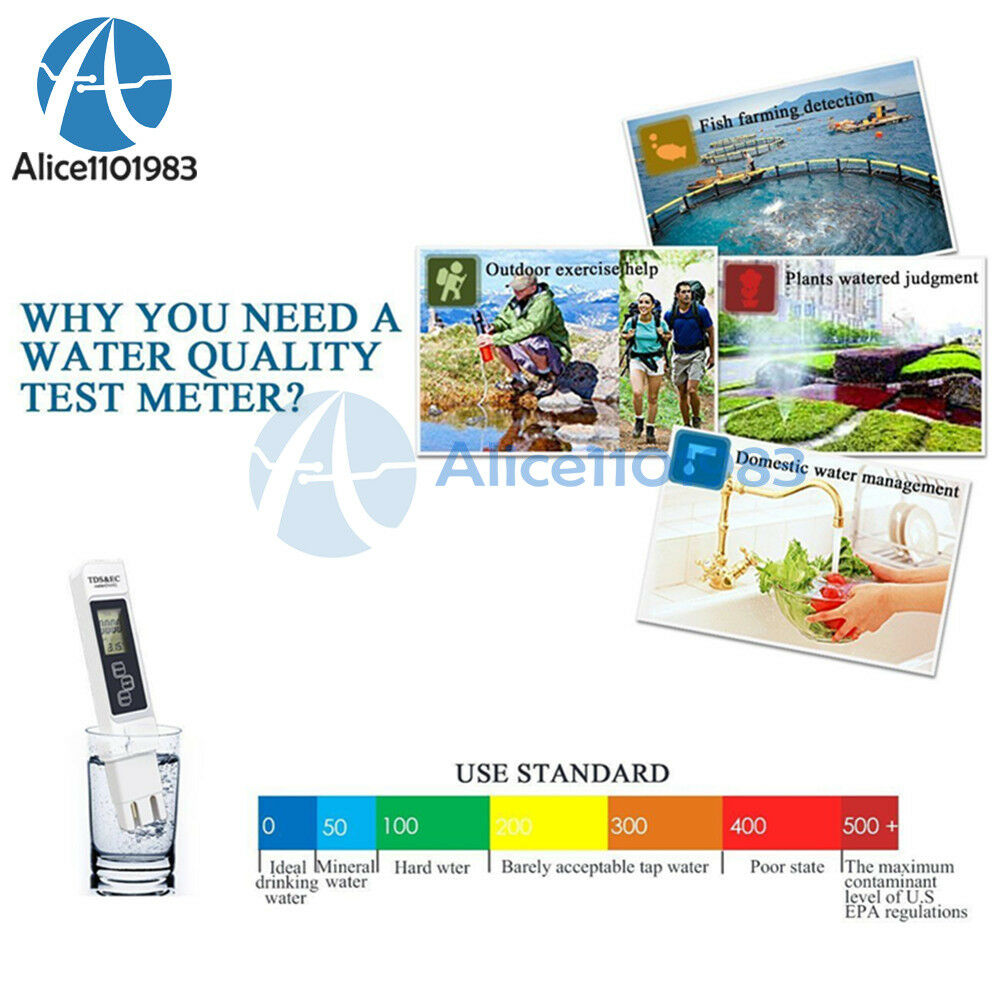 3 In 1 TDS EC PPM Multifunctional Water Quality Meter Tester Pen LCD Display