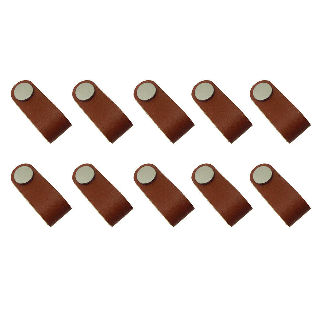 10x Leather Luggage Handle Cabinet Cupboard Wardrobe Dresser Door Pull Knob