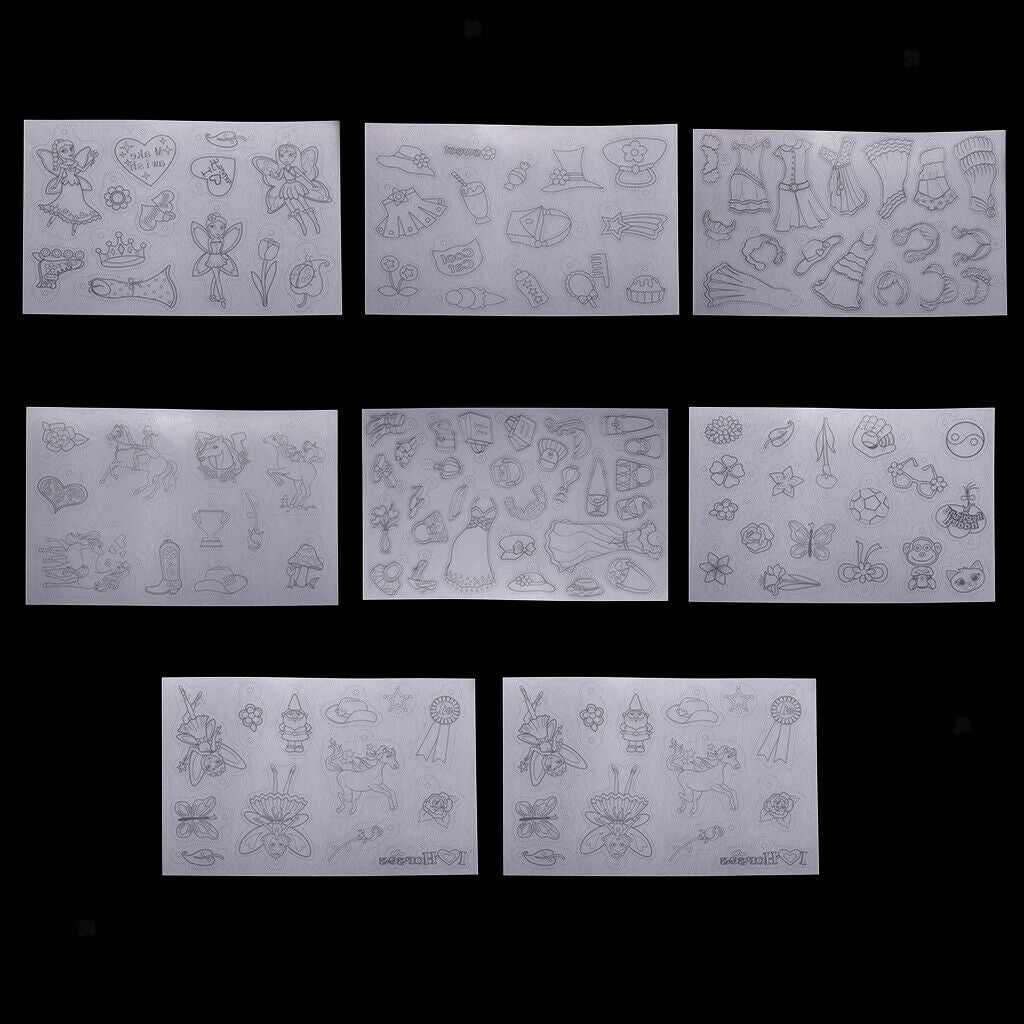 8Pcs Multi Patterns Designs Shrink Film Art Paper Shrinkable Plastic Sheets