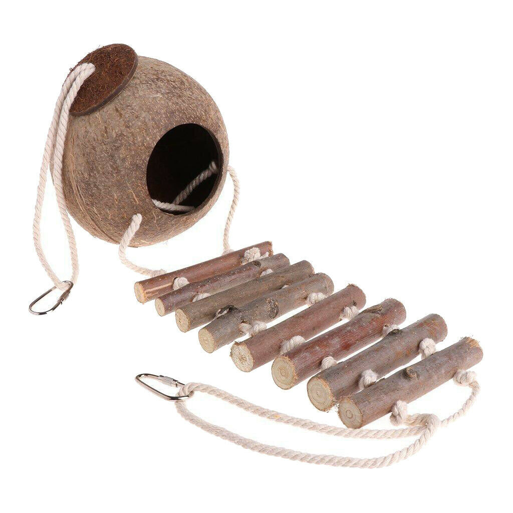 Natural Coconut Bird Nest Toys for Indoor Outdoor Bed for Parrot Budgies