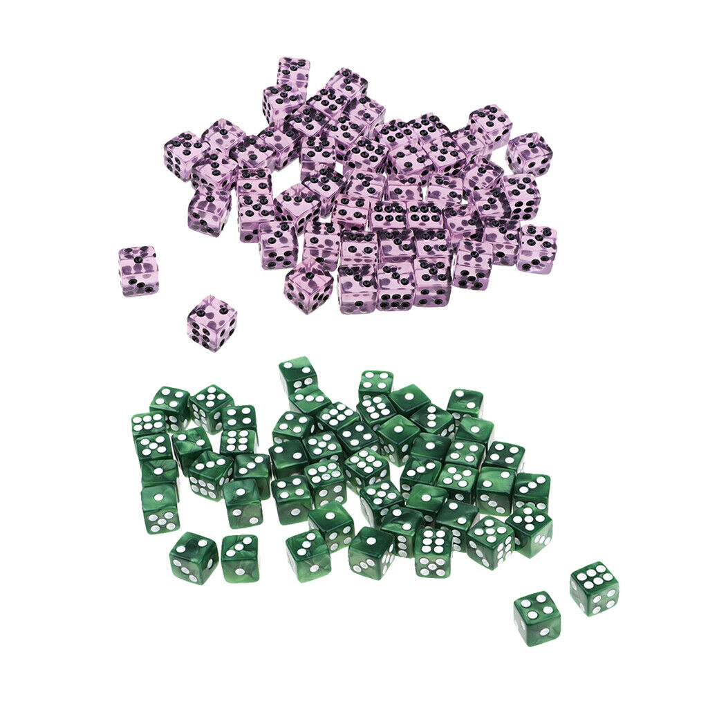 100 lot Acrylic   Spotted Six Sided Dices D6 12mm for DND Board Game Toys
