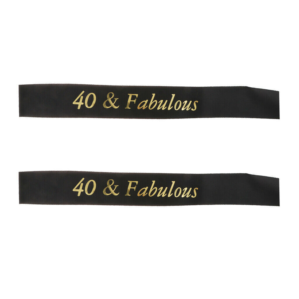2 Pieces 40 and Fabulous Sash Happy 40th Birthday Party Supply Wedding