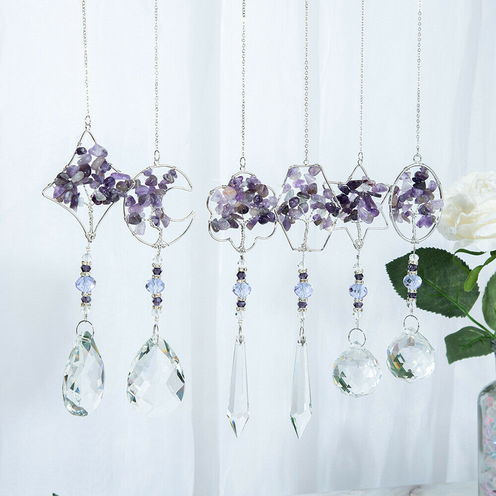 6X Crystal Sun Catcher Chakra Prism Rainbow Maker Suncatcher Window Hanging DIY