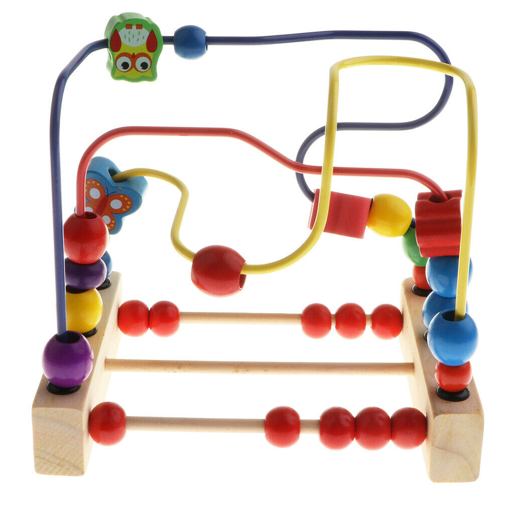 Bead Maze Activity   for Baby, Toddler Wooden Roller Coaster Sliding Beads on