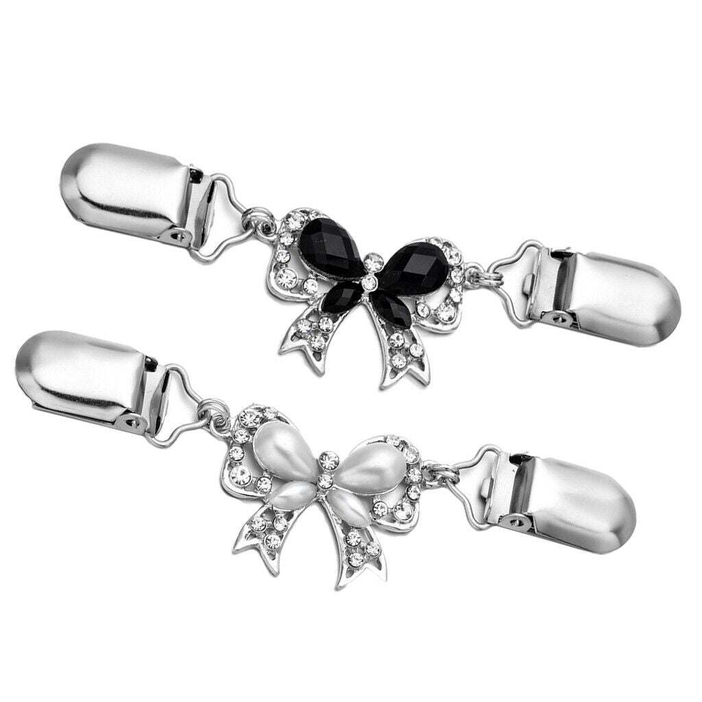 2 Pieces Retro Bow Knot Brooch Clips Shawl Scarf Cardigan Sweater Clips