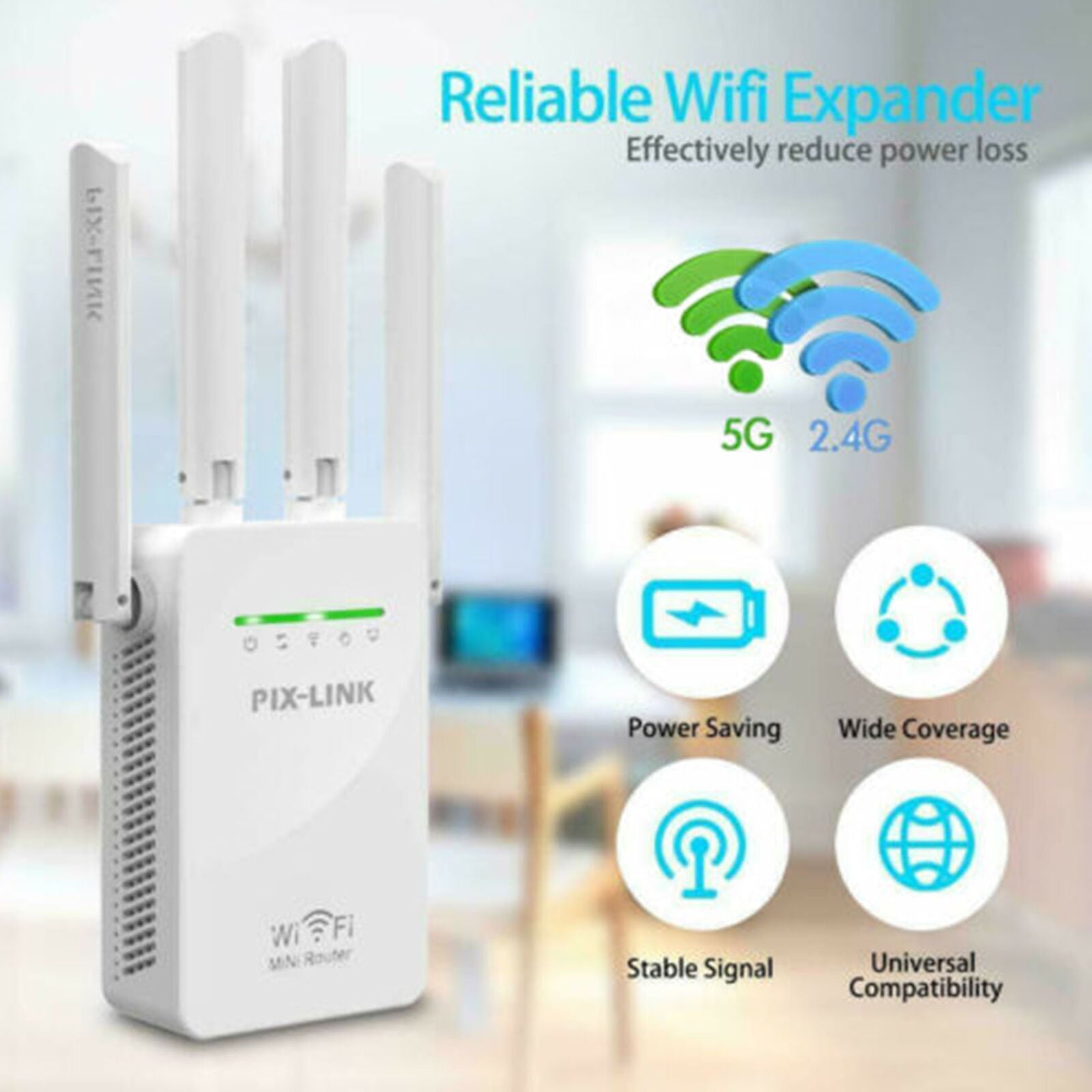 1200Mbps WiFi Range Extender Repeater Wireless Amplifier Router Signal Booster
