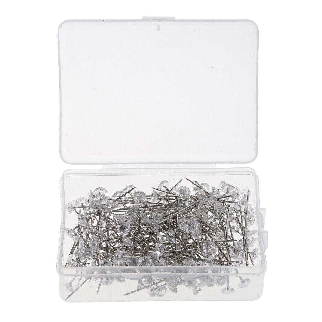 400pcs Clear Crystal Diamante Head Pin Wedding Bouquet Pins Buttonholes