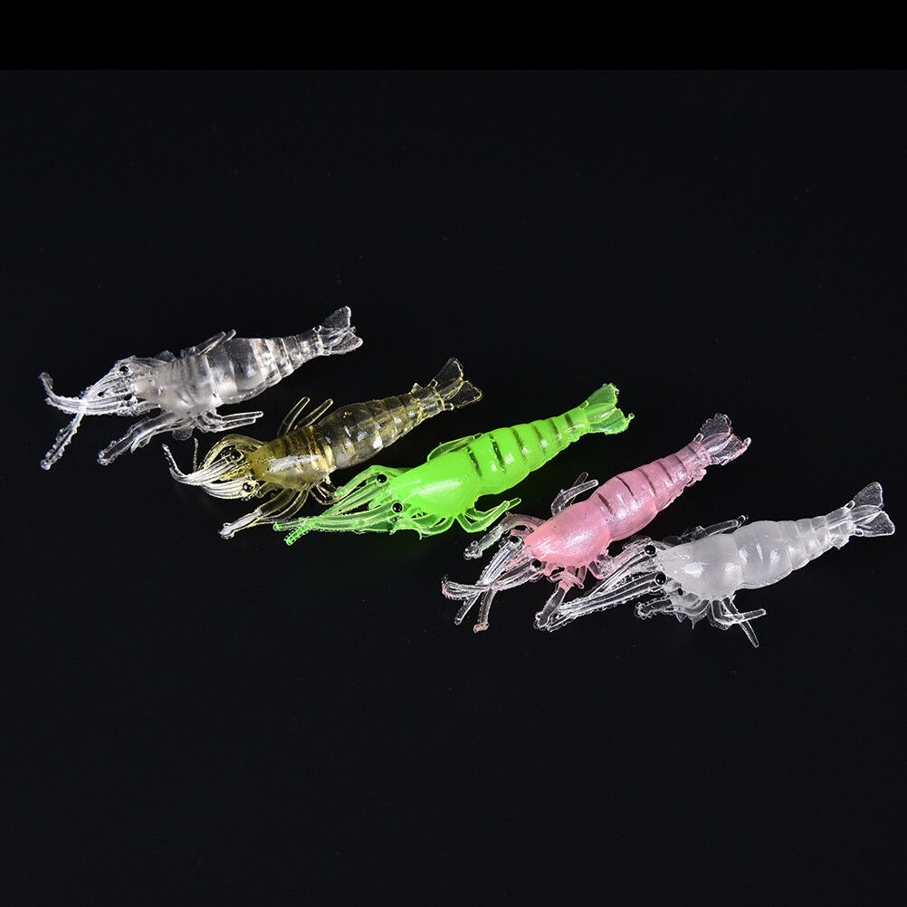 10pcs 4.8cm Shrimp Soft Prawn Tackle Bait Saltwater Bass Fishing Lure  Hook XC