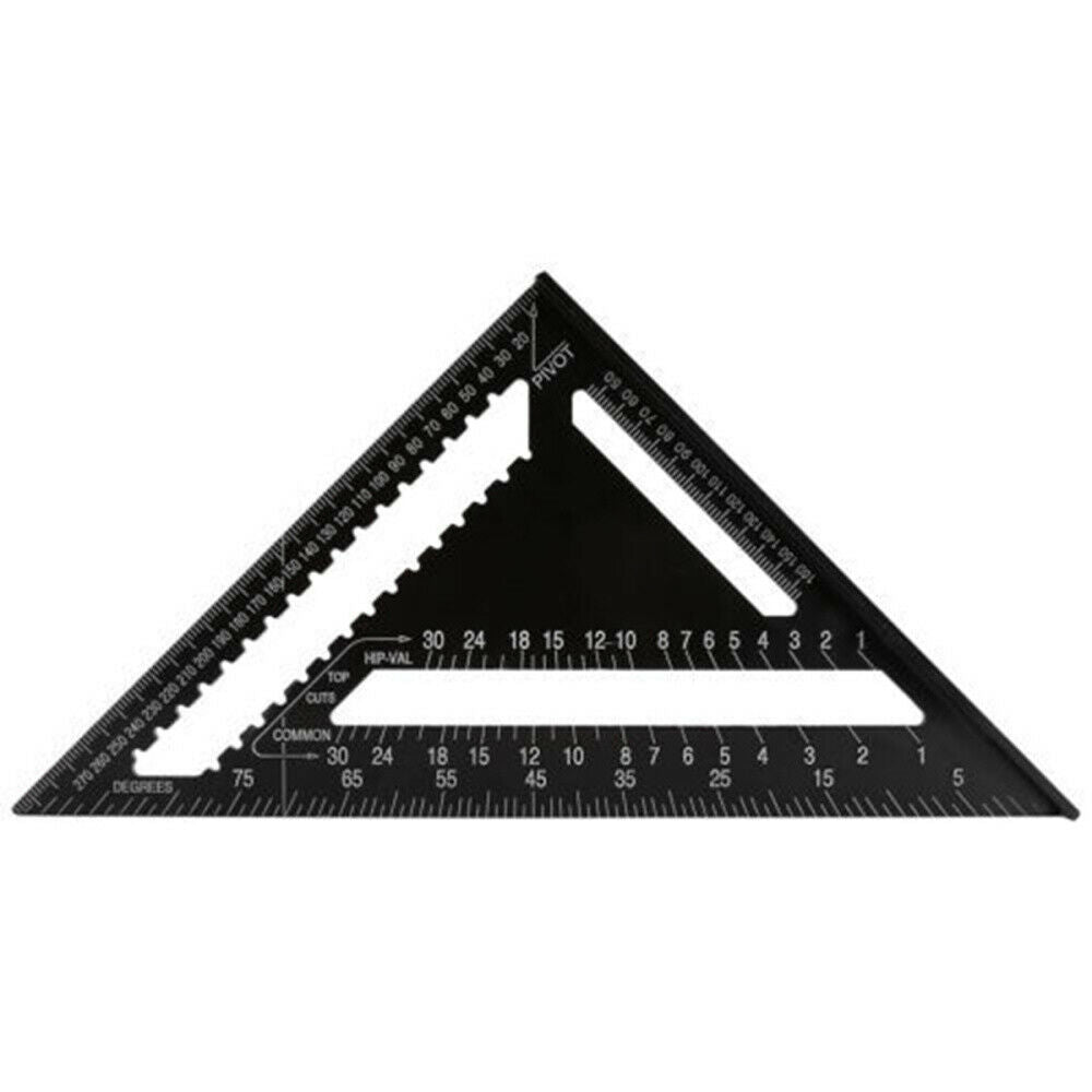 Aluminum Alloy Rafter Square 12" Triangle Ruler Protractor Miter Framing