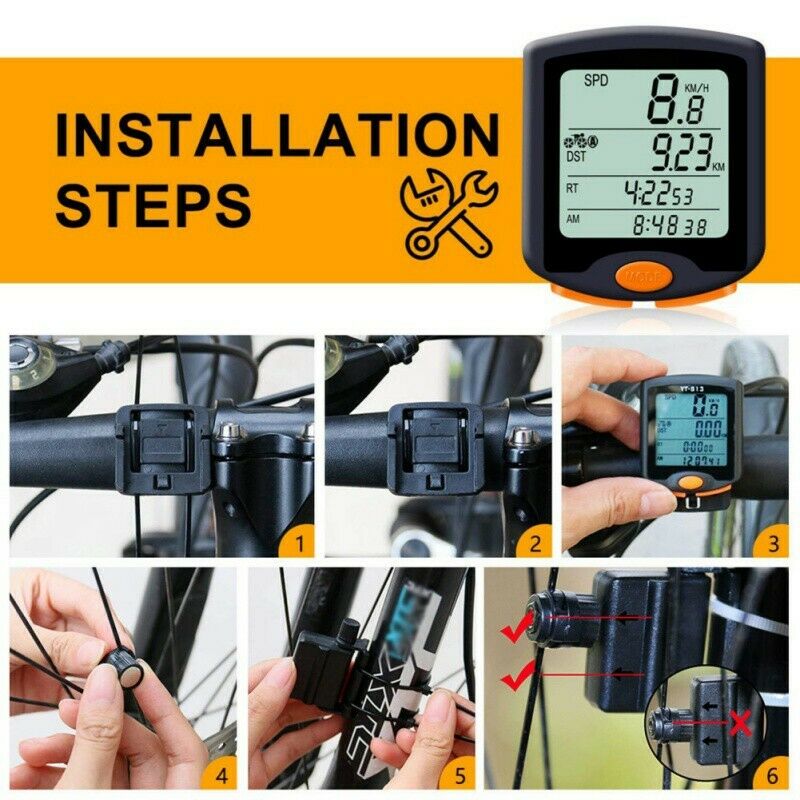 Cycling Bike Bicycle LCD Cycle Computer Odometer Wired Speedometer Waterproof