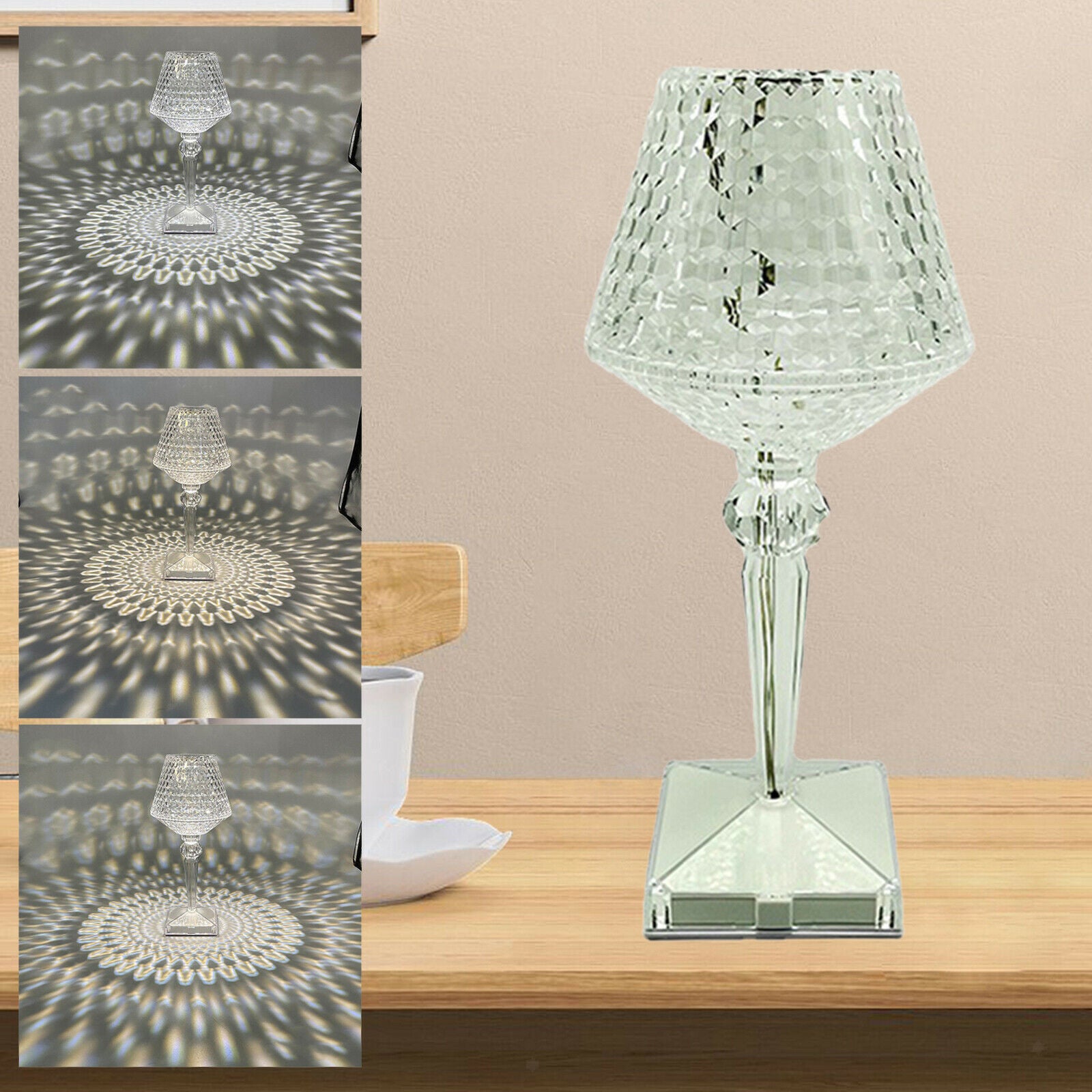 Goblet Table Lamp Bedside Desk LED Light Decorative for Bedroom Living Room