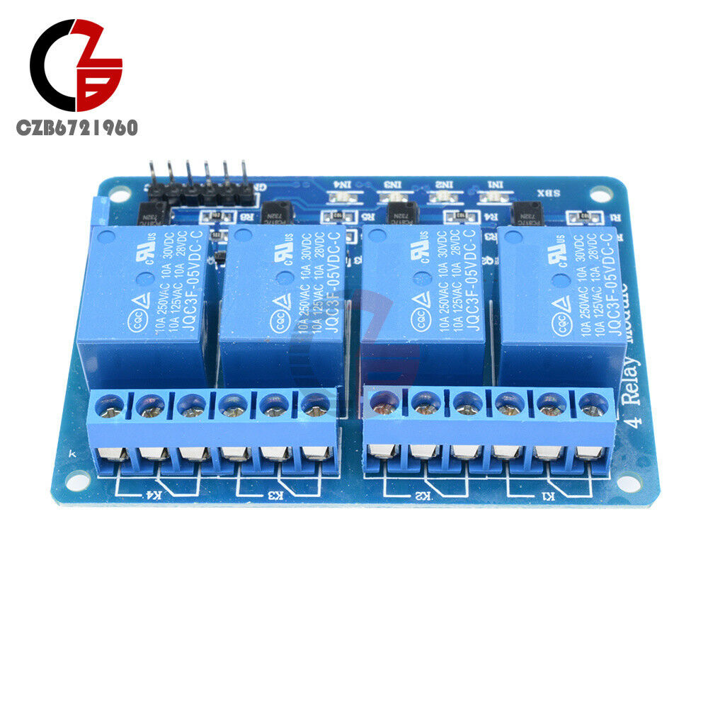 10PCS Four 4 Channel Relay Module DC 5V With Optocoupler Arduino PIC ARM AVR DSP