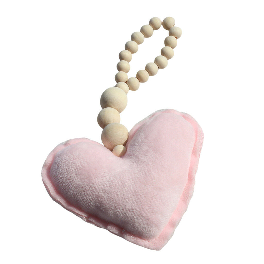 Beaded Pink Heart Pendant Wall Hanging Ornament for Kids Bedroom Decoration