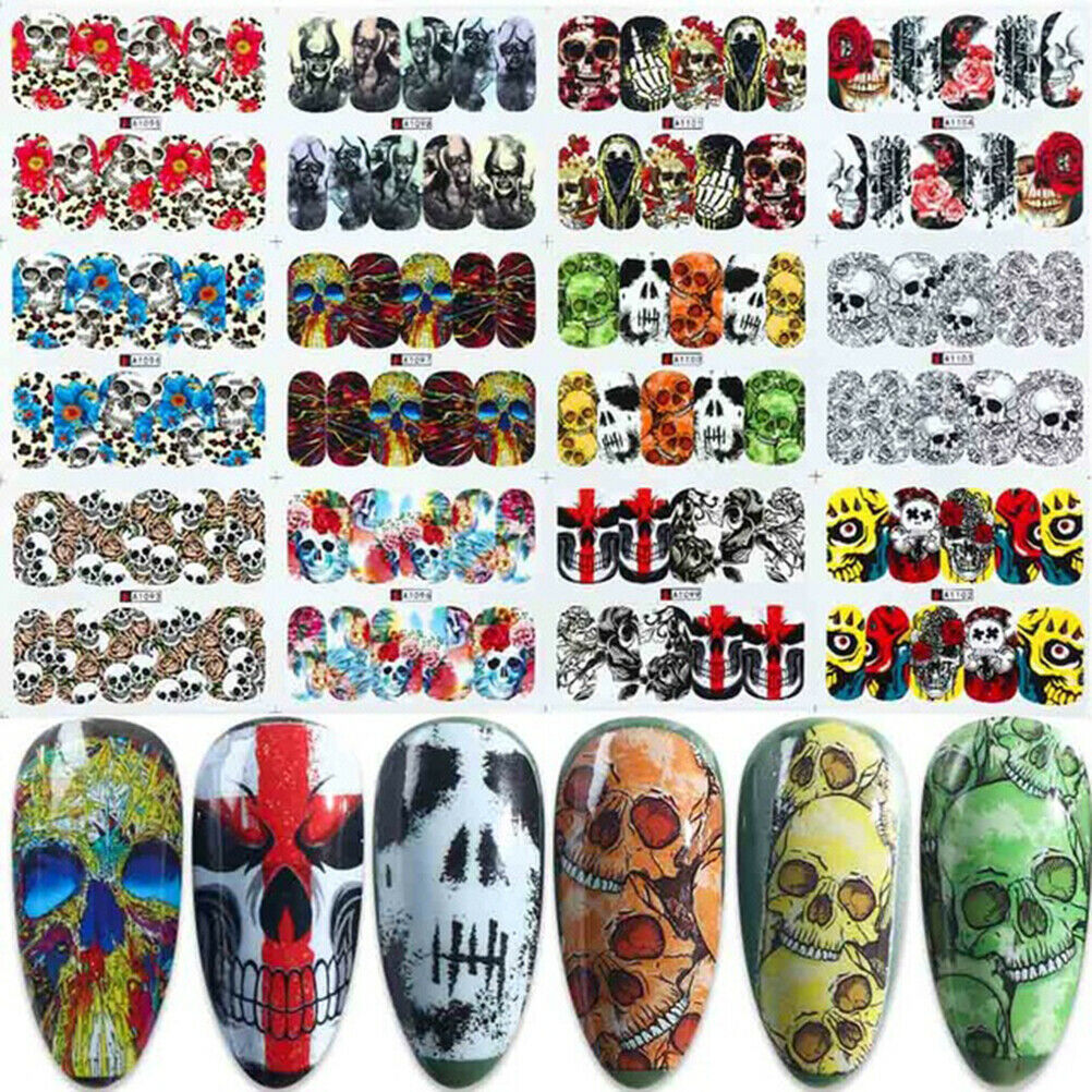 Halloween Nail Art Stickers Skeleton Decals Nails Foil Manicure Decoration