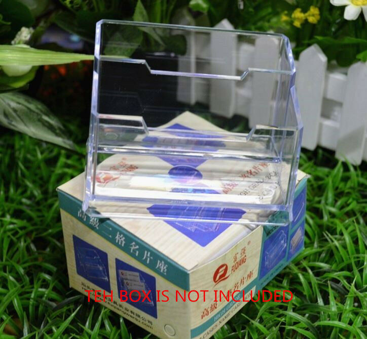 Plastic 2 Tier Business ID Card Desk Stand Holder Desktop Office Shelf_TPDD
