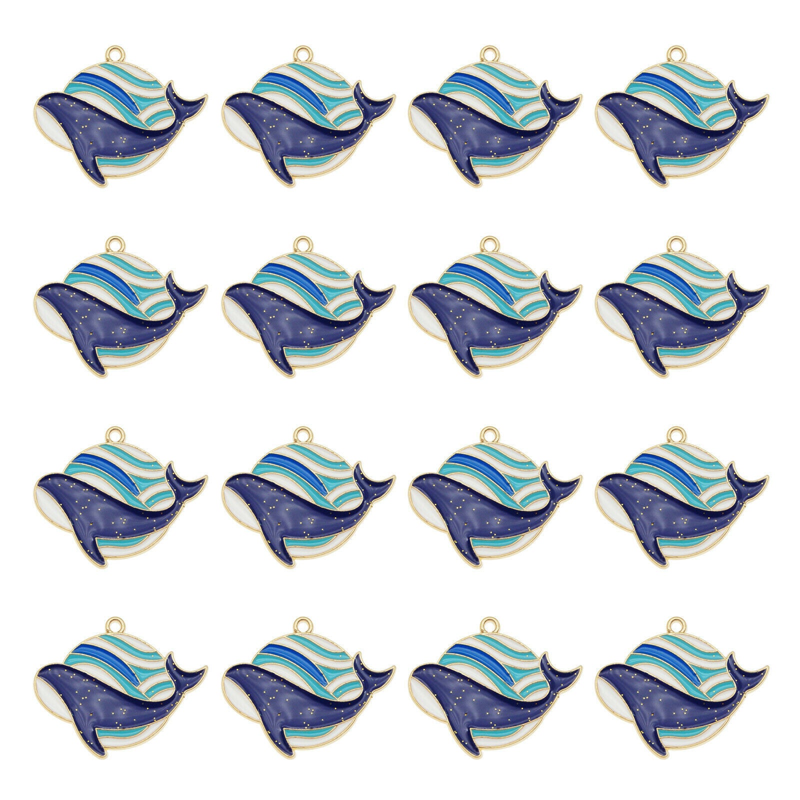 12pcs Blue Whale Charm Enamel Marine Animal Alloy Pendant Jewelry Dangle 30*25mm