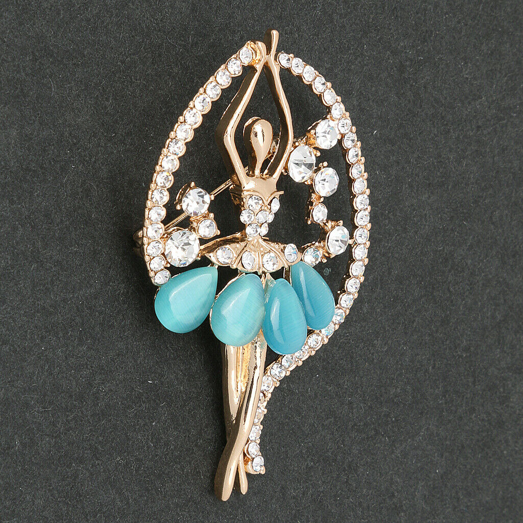 Rhinestone Crystal Ballerina Broach Pin   Wedding Gift Blue