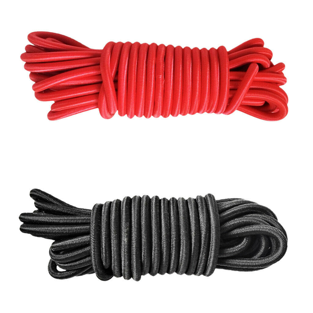 2x 4mm 5m Bungee Rope Kayak Boat Heavy Duty Shock Cord Tie Down Black & Red