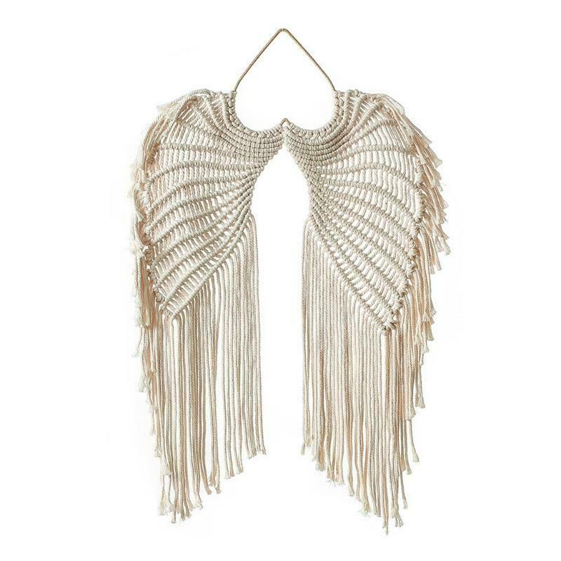 Angels Wing Macrame Tapestry with Long Tassel Handmade Woven Bohemian Wall Decor