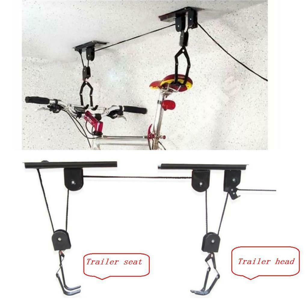 88lbs Capacity Ceiling Mounted Bike Bicycle Lift Storage Hang Holder Garage