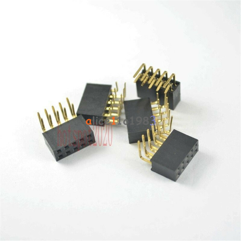 10PCS 2.54mm Pitch 2x5Pin Header Right Angle Female Double Row Socket Connector