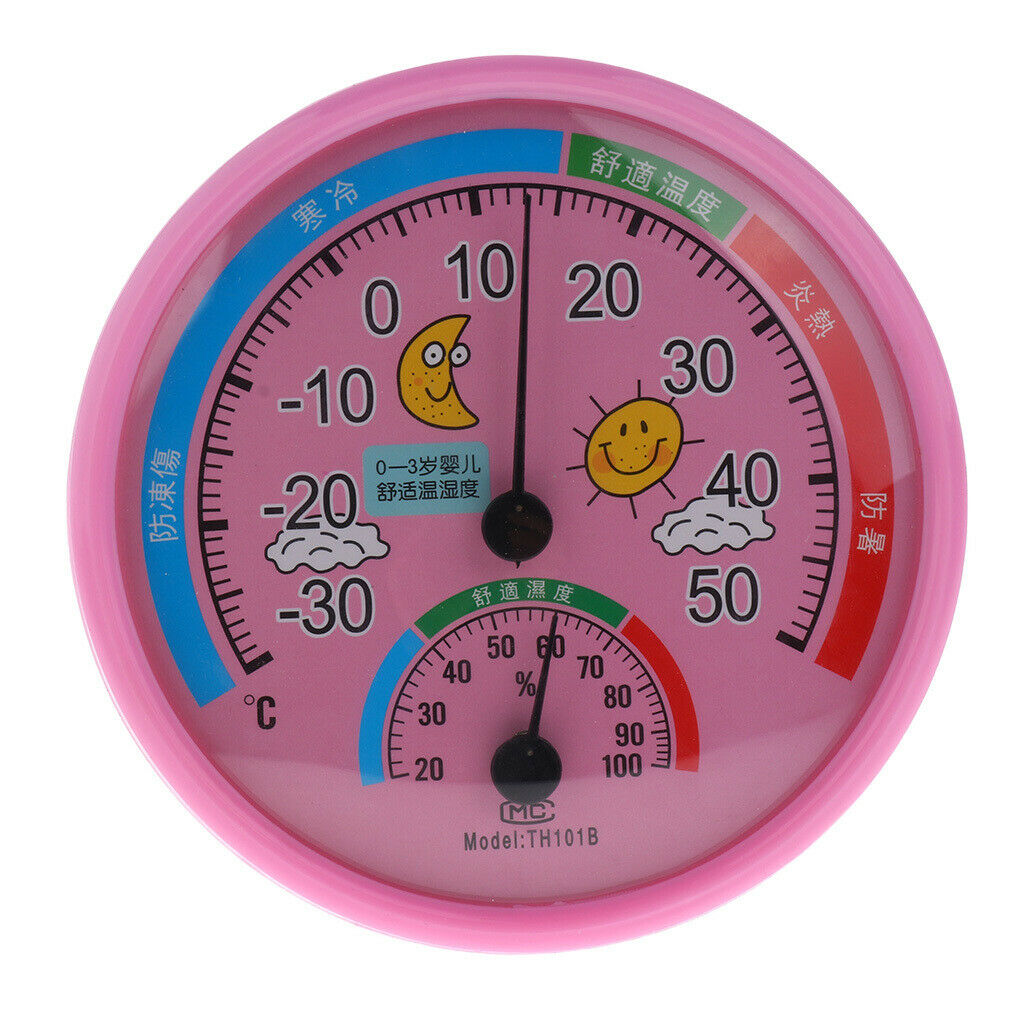 Indoor Outdoor Thermometer Temperature Meter Wet Hygrometer Humidity Pink