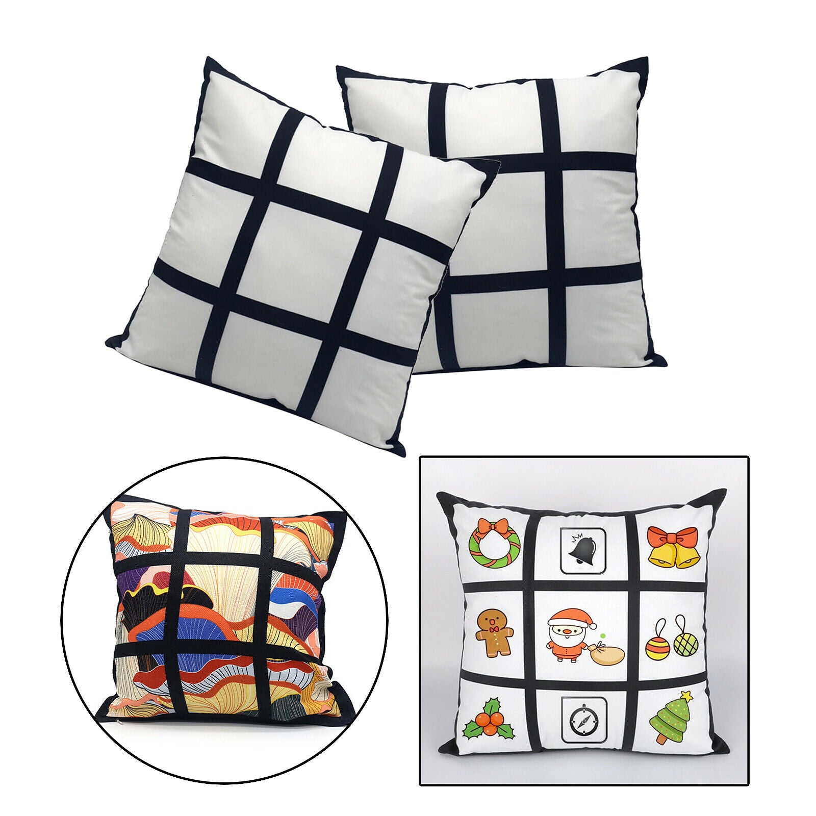 2 Pieces Sublimation Blanks Panel Pillow Case Car Chair Throw Cushion Cases