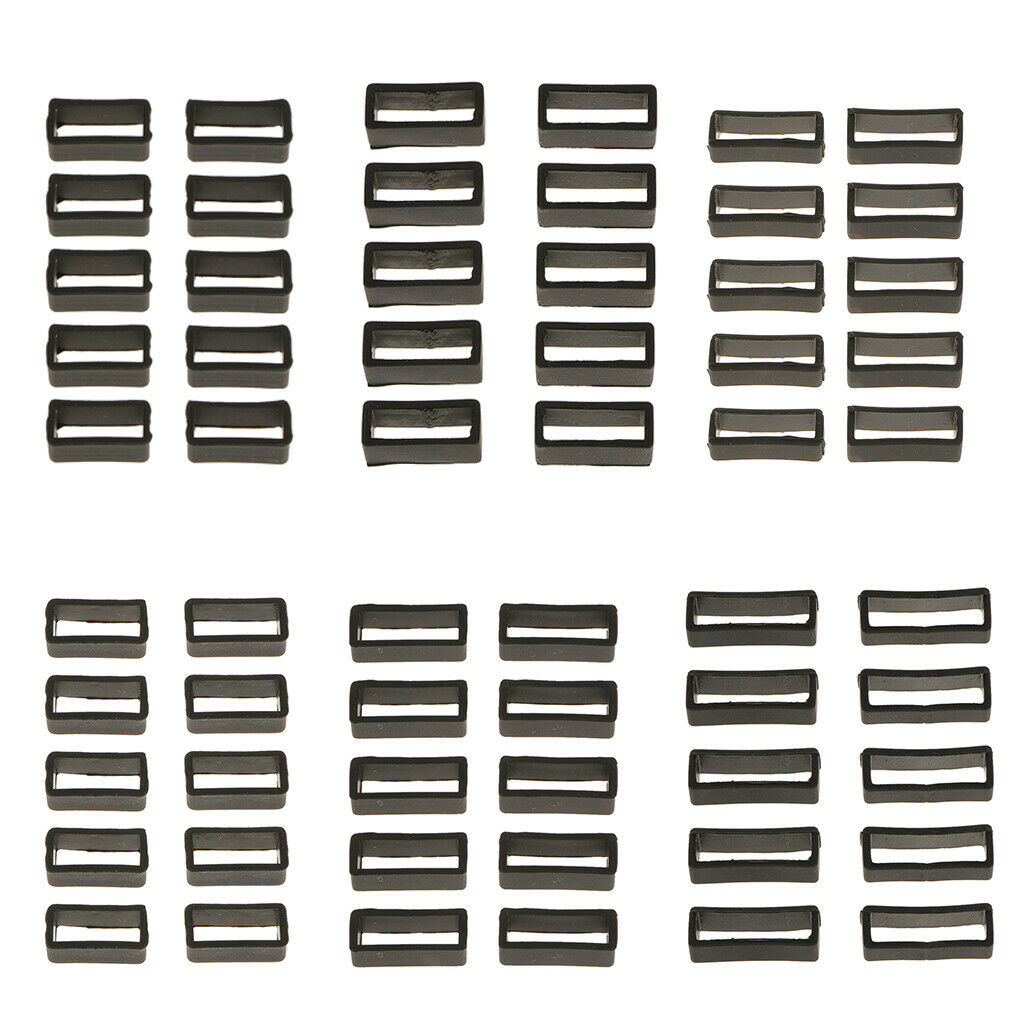 2x 10Pcs Black Rubber Replacement Keeper Loops Watch Band Strap End Holder 20mm