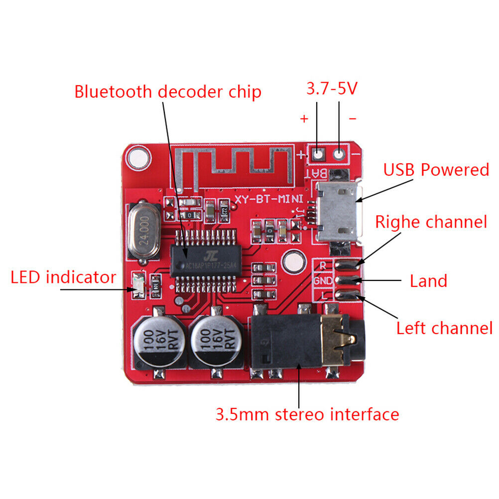 3.7-5V Wireless Bluetooth MP3 Decoder Board Lossless Decoding Module TF c.l8