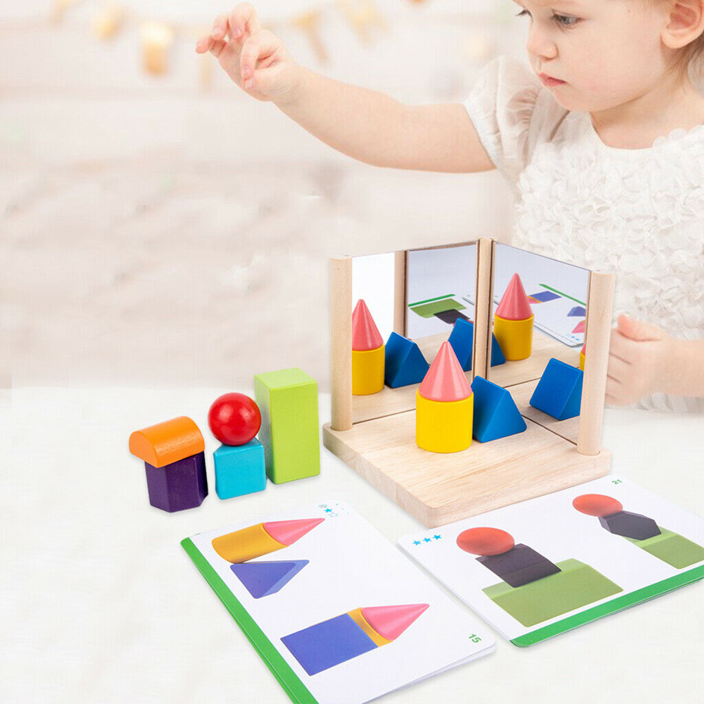 Colorful Stacking Blocks Mirror Imaging Toys Set Spatial Imagination Observation
