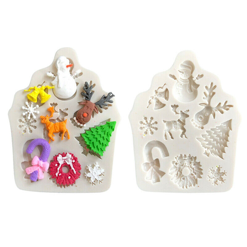 Silicone Christmas Tree Elk Snowman Snowflake Cutter Mold DIY Baking Cake.l8