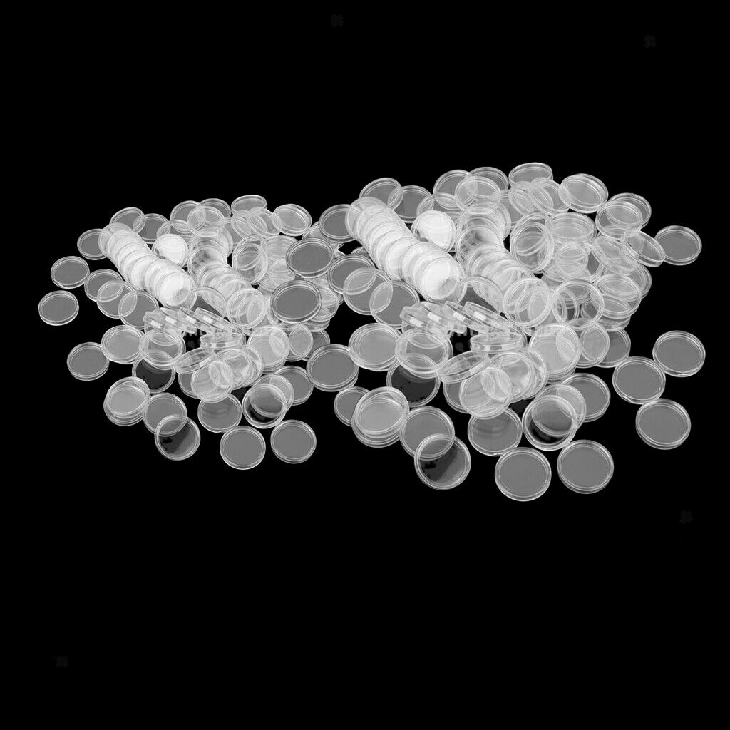 200 Pieces Plastic Memorial Coin Capsules Protection Collector Box 21/19mm