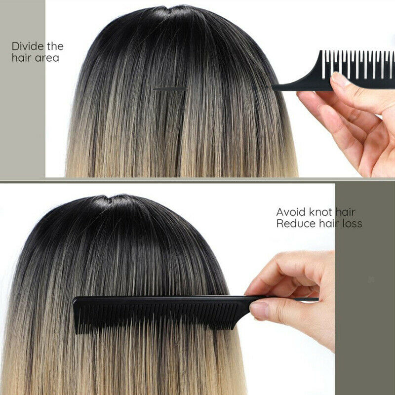 4x Mixed Barber Salon Hair Cutting Styling Fine-Tooth Rat Tail Comb Set