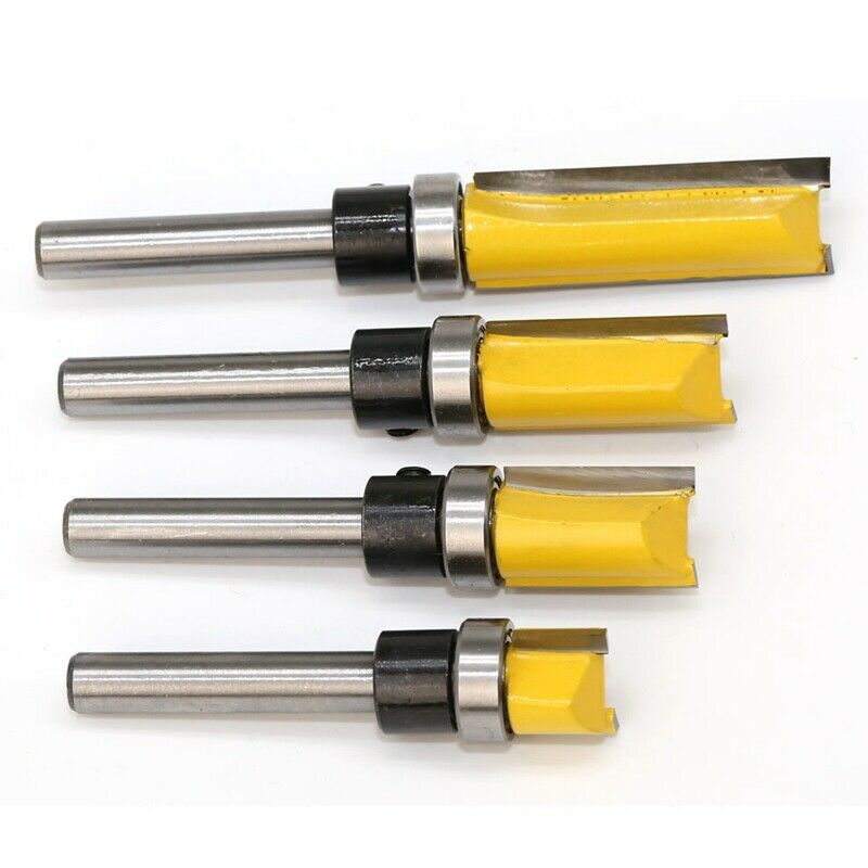 4Pcs Flush Trim Router Bits Top Bea Router Bit 1/4 inch Shank Straight PatternL6