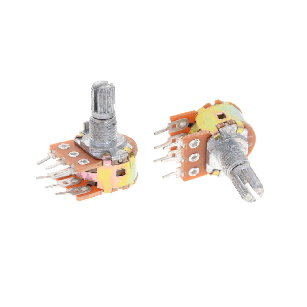 5pcs Dual Stereo Potentiometer Pot WH148 50K Ohm R Linear Shaft 15mm 6Pi.l8