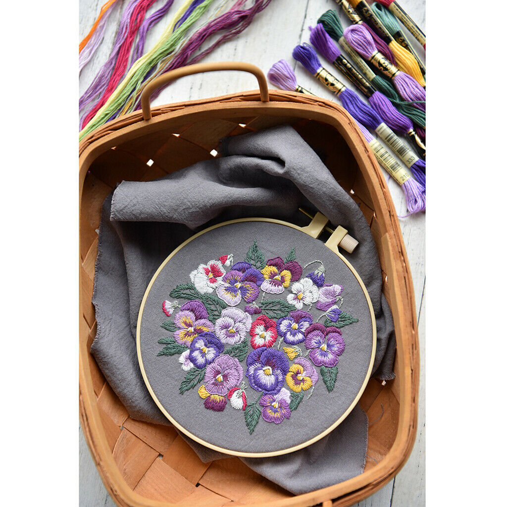 Starter Embroidery Set Cross Stitch Kit Craft DIY Tools -Threads, Fabric,