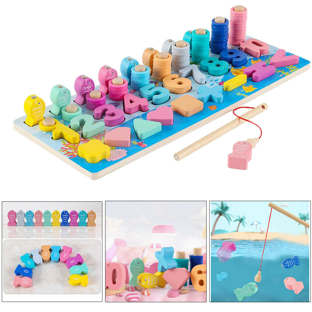 Wooden Number Puzzles Montessori Toys Shape Sorter Game for 4 5 6 year olds