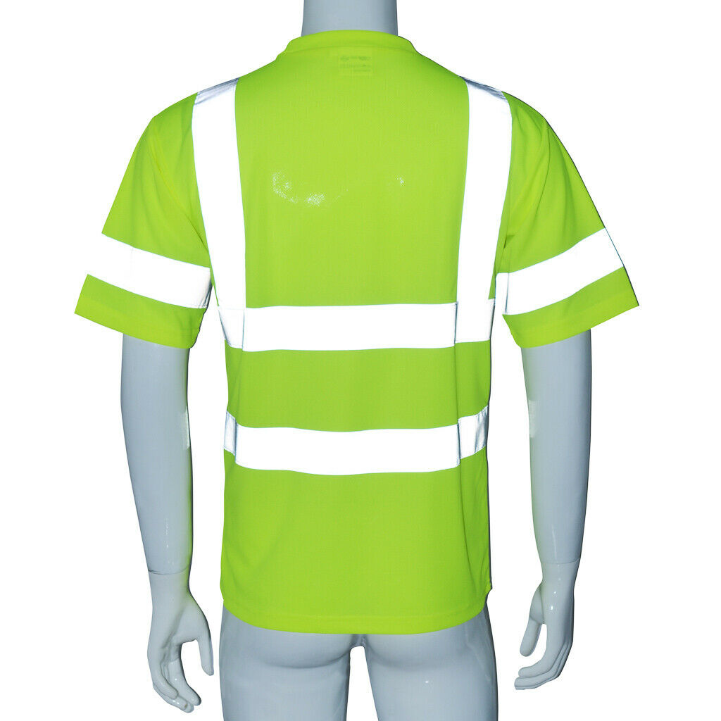 Hi-Vis Reflective Tape Short Sleeve Road Work Safety T Shirt yellow