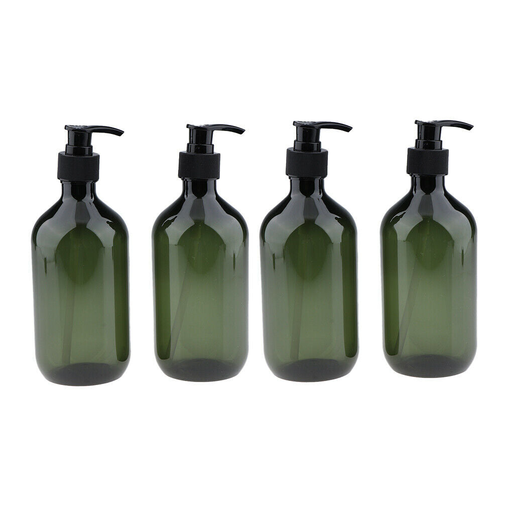 4Pcs Empty PET Shampoo Conditioner Pump Bottle Makeup Containers 500ml Green