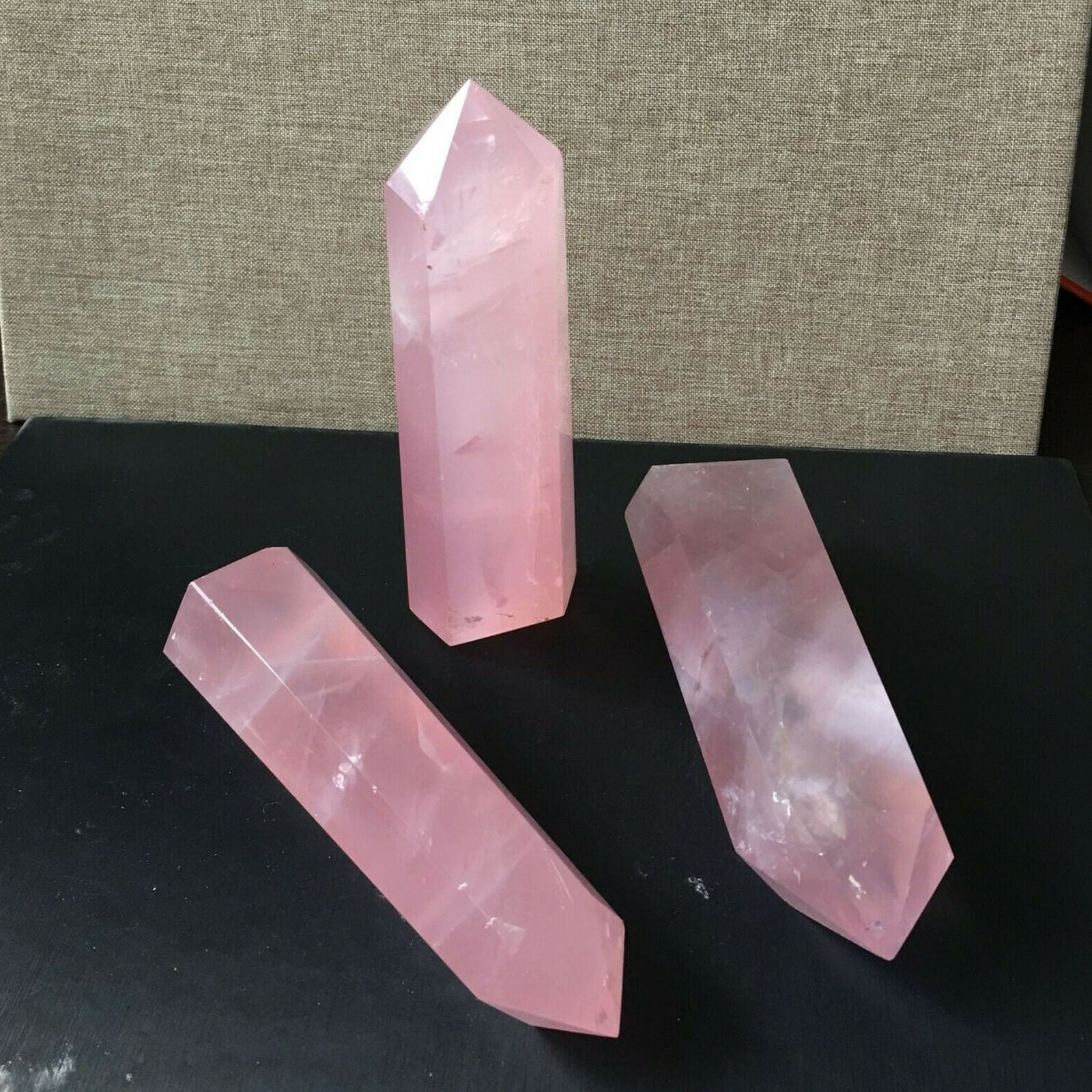 100% Natural Pink Rose Quartz Crystal Wand Point Healing Reiki Mineral Stone
