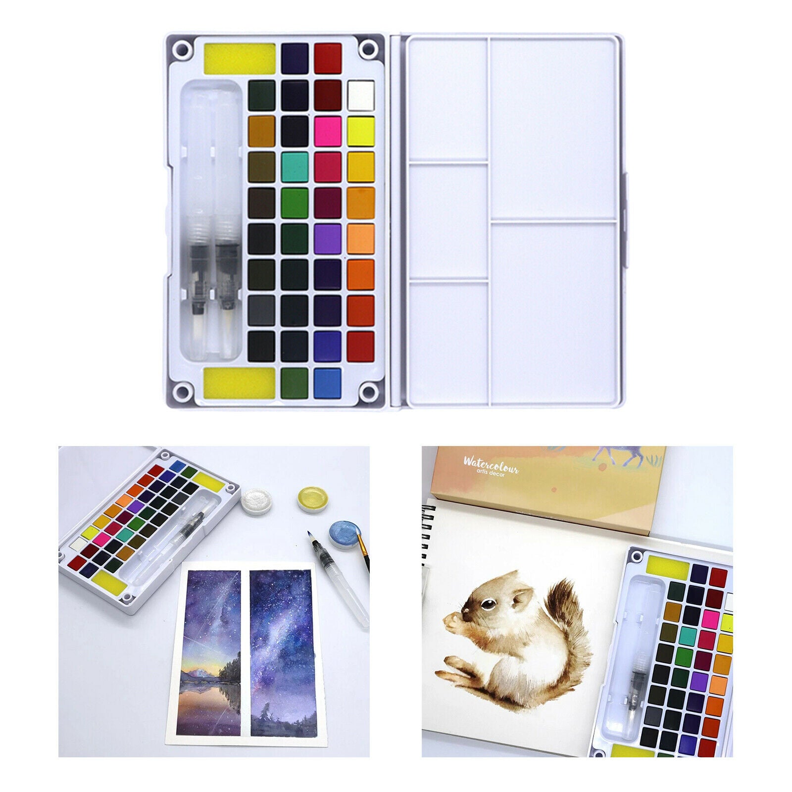 Watercolor Paint Set 36 Colors Pigment Travel Kit for Kid Beginners Painting