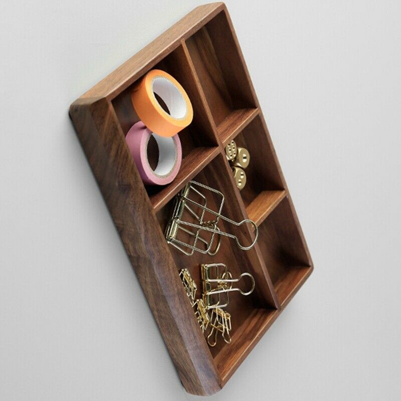 Black Walnut Desktop Storage Box Log Office Mobile Phone Key Porch Jewelry SM3Z2