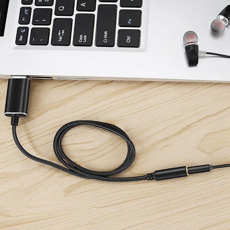 USB to 3.5mm Headphone and Microphone Jack Audio Adapter with 3.5mm Combo Aux X4