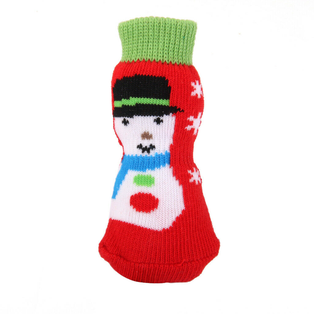 4 x Red Christmas Snowman Non Slip Dog Socks, Dog Paw Protection to Provide