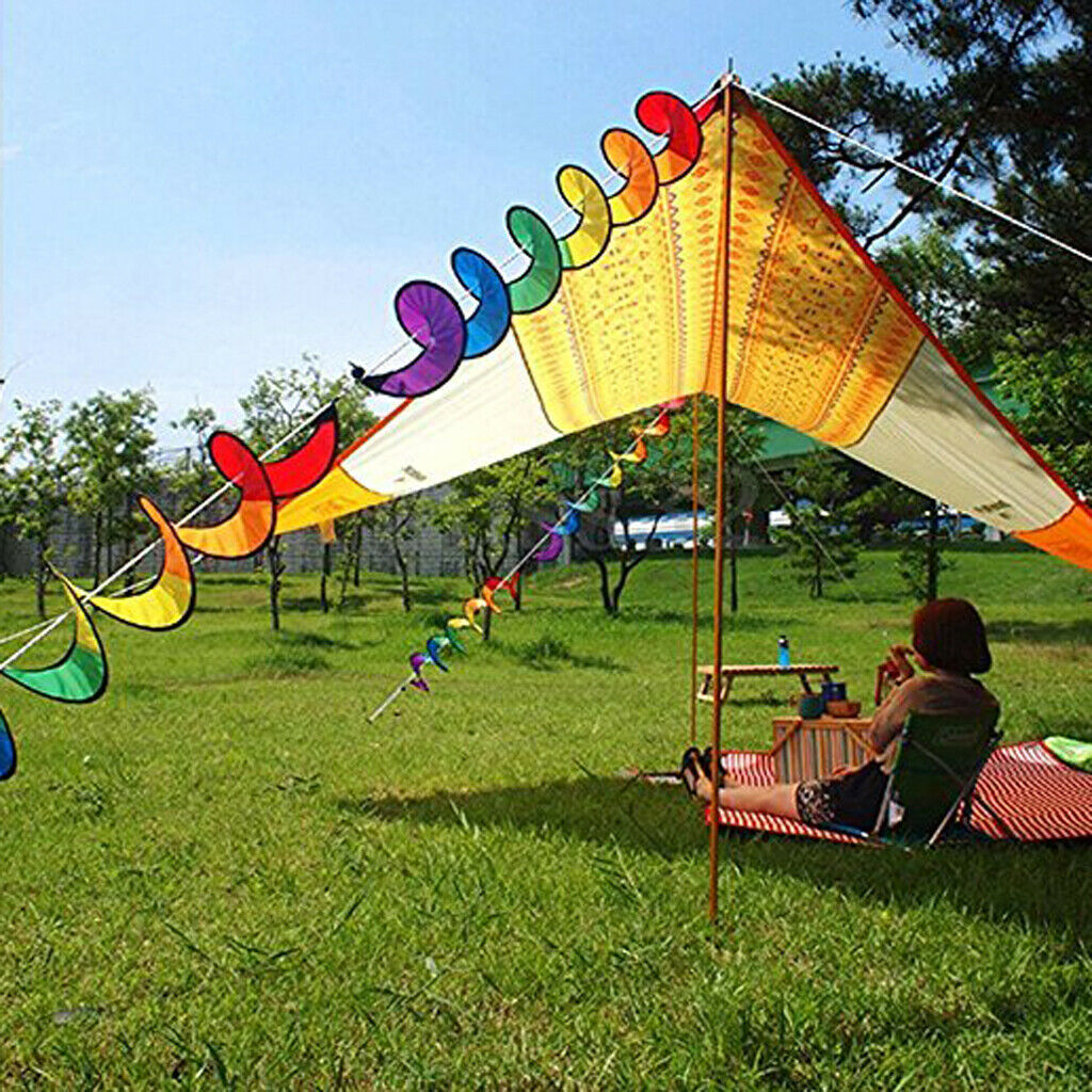 55inch Colorful Spiral Weather Vane Windmill Serpentine Camping Tent