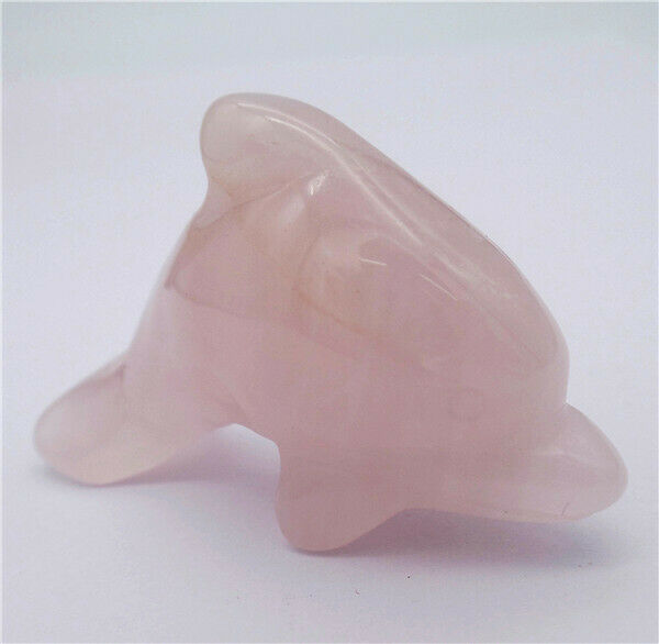 50x28x15mm Natural Rose Quartz Carved Dolphin Statue Healing Decoration HH8129