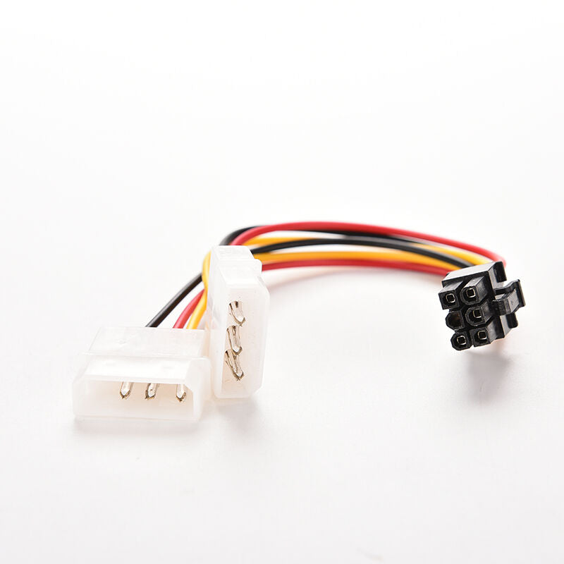 Dual (2x) Molex (4Pin) to PCI-E (6Pin)Power Converter Adapter Connector Cabl  Kt