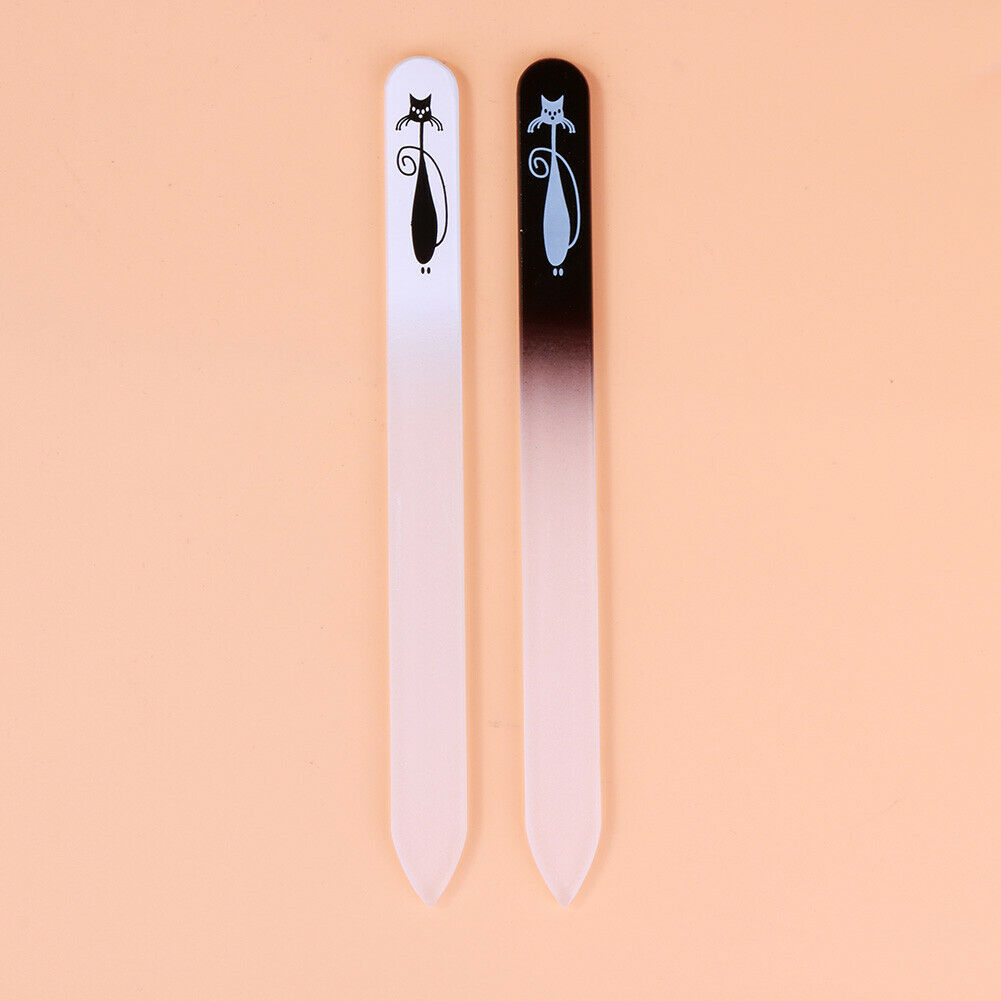 2pcs/set Printed Double Sided Glass Nail File Manicure Polishing Nail Tools @